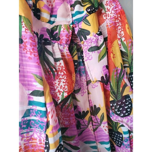 Ashley Stewart Open Hi Low Duster Women 18/20 Pink Floral Print  Button NWT - Picture 5 of 10